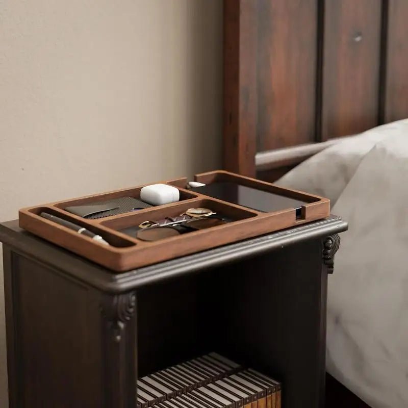 Wooden Office Desktop Storage Box Solid Wood Partition Storage Box Mobile Phone Headphone Debris Storage Box Wooden Storage Tray Oasis Select