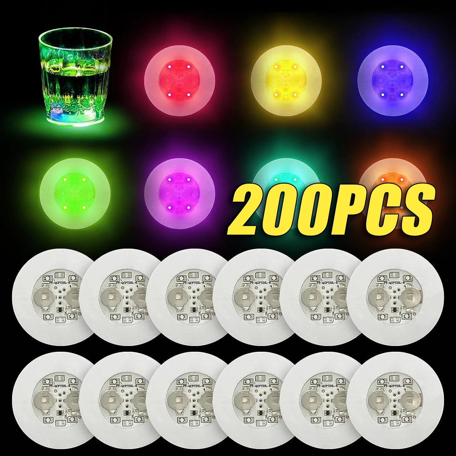 1-200PCS LED Coaster Lights Colorful Glowing Wine Bottle Stickers Bar Wedding Party Lighting Glowing Wine Bottle Stickers Oasis Select