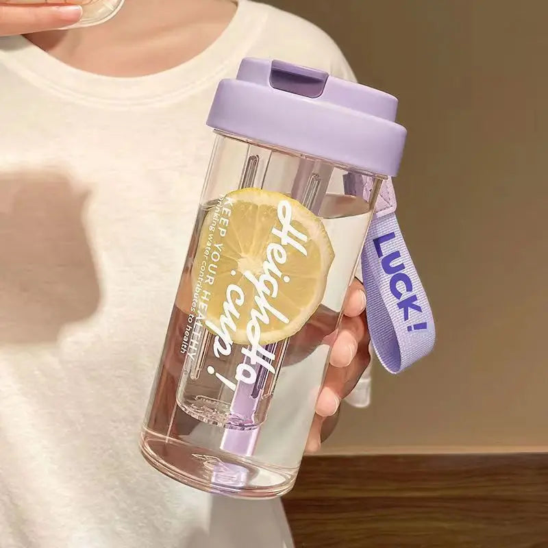 Large Capacity Portable Chic Leak Proof Plastic Water Bottle for Women Students Christmas Holiday Travel Essential Gear Oasis Select purple 600ml