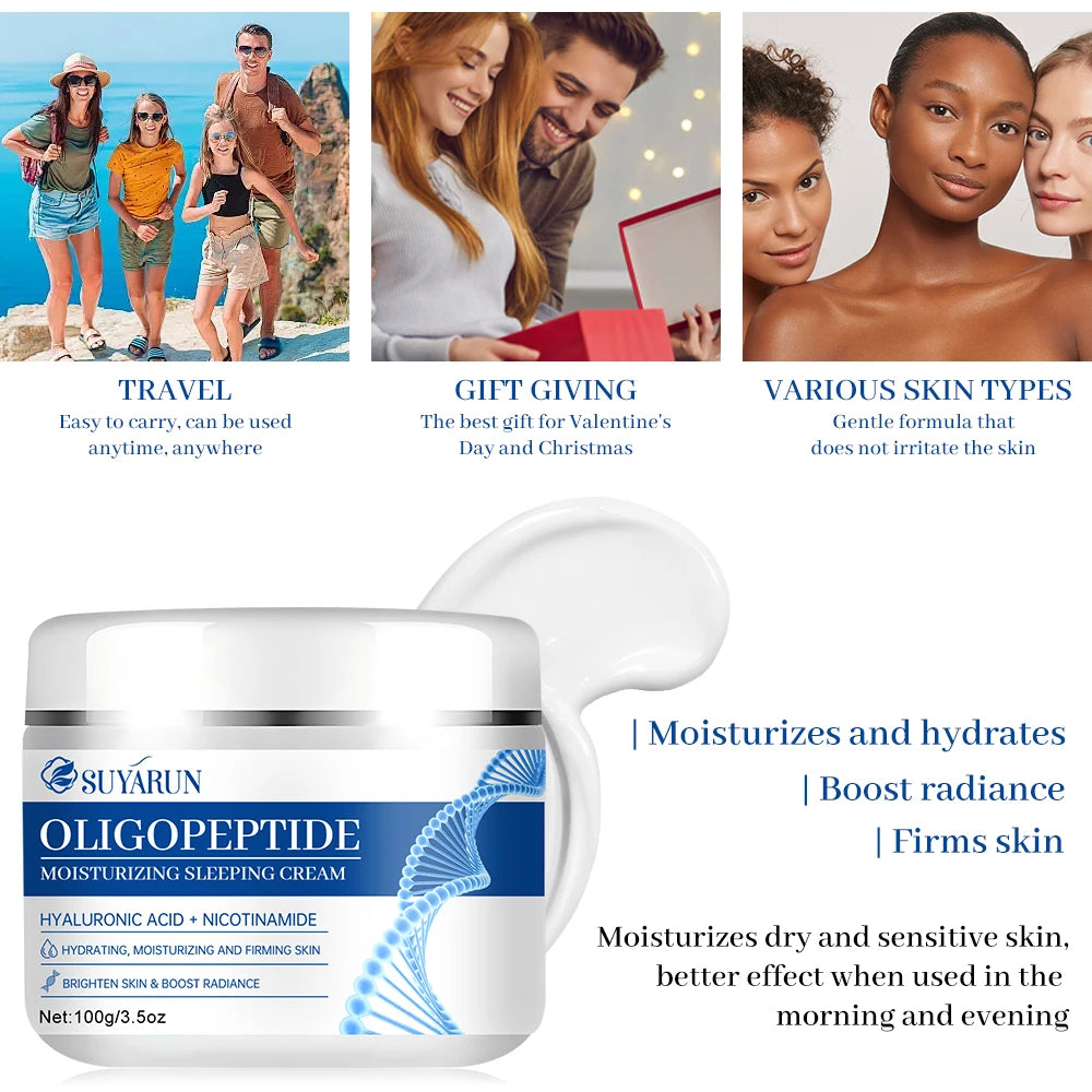 SUYARUN Oligopeptide Sleeping Cream Hydrating Night Moisturizer Anti-Aging Repair Firming Cream for Dry Sensitive Skin. Oasis Select