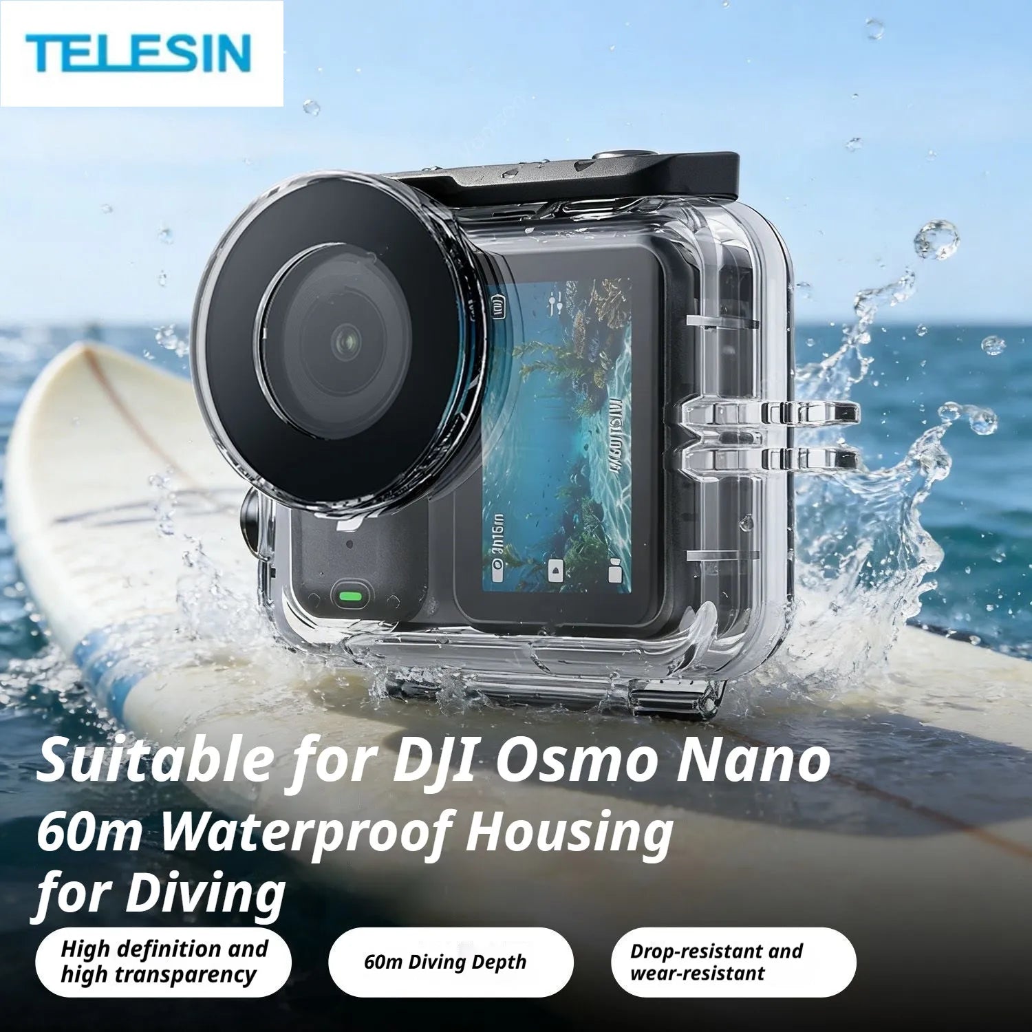TELESIN 60M Waterproof Case for DJI Osmo Nano Dive Housing