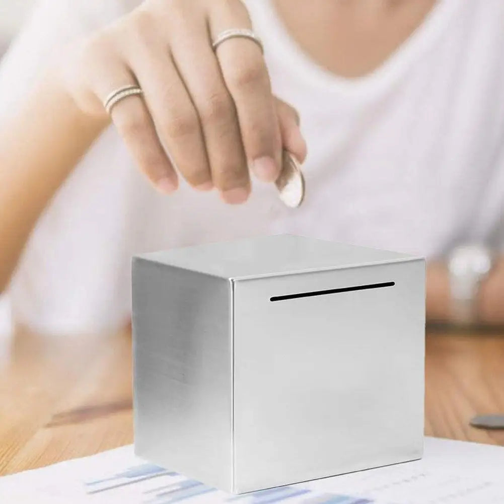 Stainless Steel Piggy Bank – Large Capacity Coin & Money Safe Box Piggy Bank Oasis Select