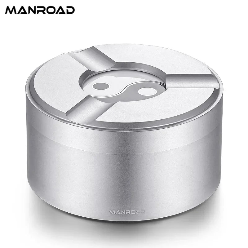 304 Stainless Steel Ashtray with Cover High-end Atmosphere Office Home Living Room Fully Sealed Anti-fly Ash Anti-odor Ashtray Oasis Select Frosted YB001