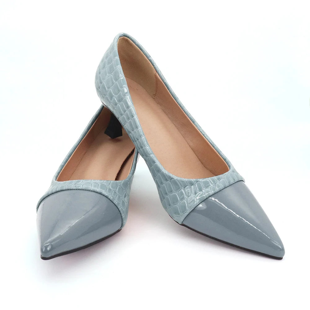 Sky Blue Pointed Toe Pumps Faux Leather Block Heels for Office, Wedding Guest & Spring Parties, Comfortable Slip-On Dress Shoes Oasis Select 40 Sky Blue
