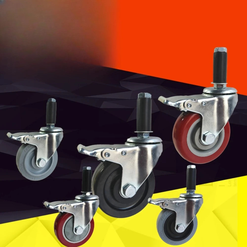 3/4/5inch Medium Duty polyurethane wheels Industrial rigid double ball bearing trolley pvc swivel with lock caster wheels Oasis Select