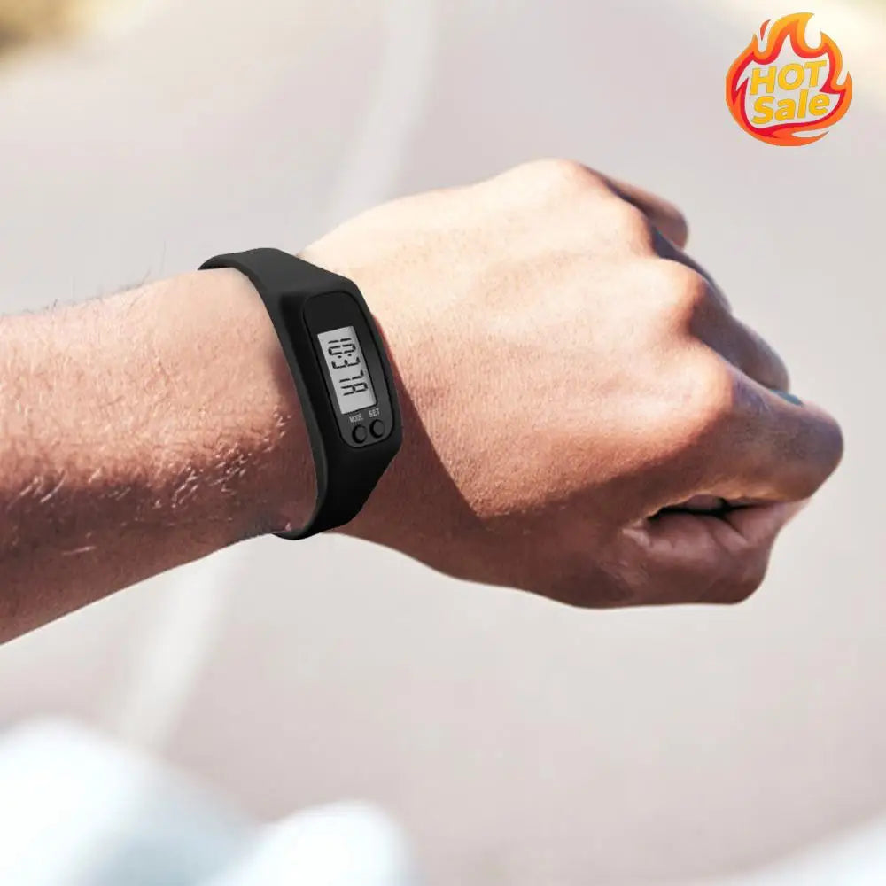 LED Pedometer Bracelet Wrist Calorie Counter 12/24H Time Display Step Counter Watch Silicone Step Tracker for Outdoor Sports Oasis Select