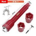 JUSTINLAU 1set Household Water Pipes Faucets Sinks Bathroom Wrenches Angle Valves Sinks Maintenance and Disassembly Repair Tool Oasis Select 8 in 1 Red