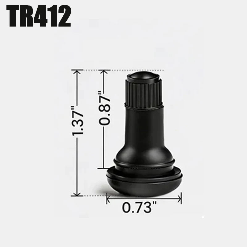 4/8/24PCS Car Tubeless Tire Valve Tire Valve Stem TR412/TR413/TR414/TR415 with Dust Cover Black Rubber Snap on Tire Valve Stem Oasis Select TR412 10PCS