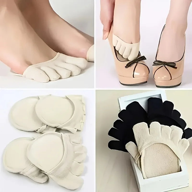 Summer Half Palm Five Fingers Socks Invisible Thin High Heel Front Foot Open Toe Socks Women Shallow Sandals Split-Toe Sock Oasis Select