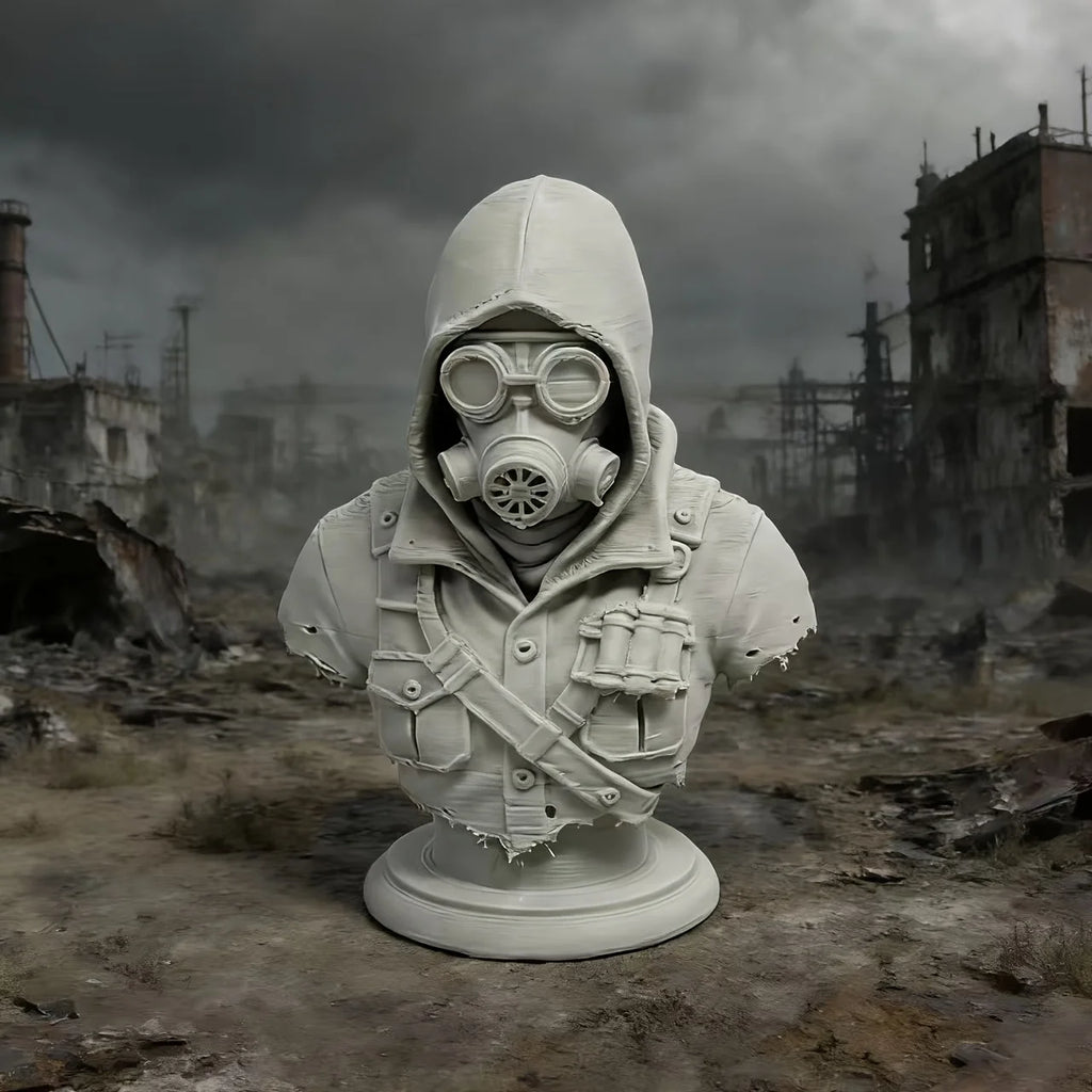 Post-Apocalyptic Gas Mask Bust Figurine Ornament Gothic Wasteland Style Statue Dark Aesthetic Decor for Home Desktop Shelf Gifts Oasis Select