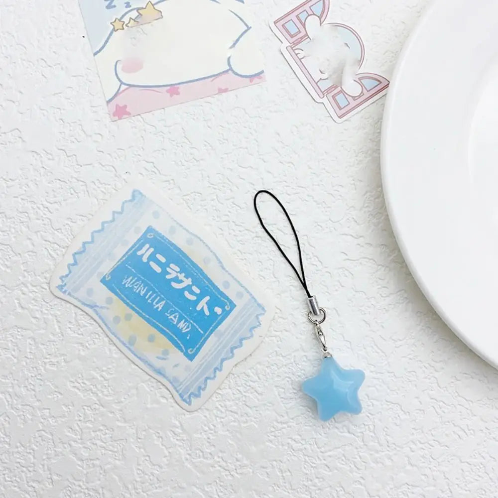 Star Star Phone Strap Keychain Pendant Phone Hanging Rope Universal Candy Color Mobile Phone Chain Telephone Jewelry Oasis Select blue-short