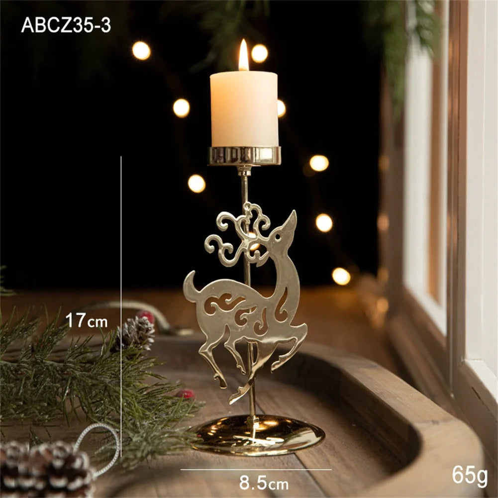Festive Candle Holder Vintage Candle Holders Christmas Decor Metal Material Versatile Use Vintage Design 17cm Size Oasis Select Reindeer China Mainland