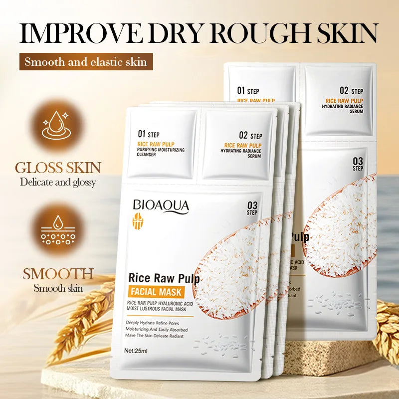 BIOAQUA White Rice Face Mask Kit – Moisturizing & Anti-Wrinkle Face Mask Kit Oasis Select