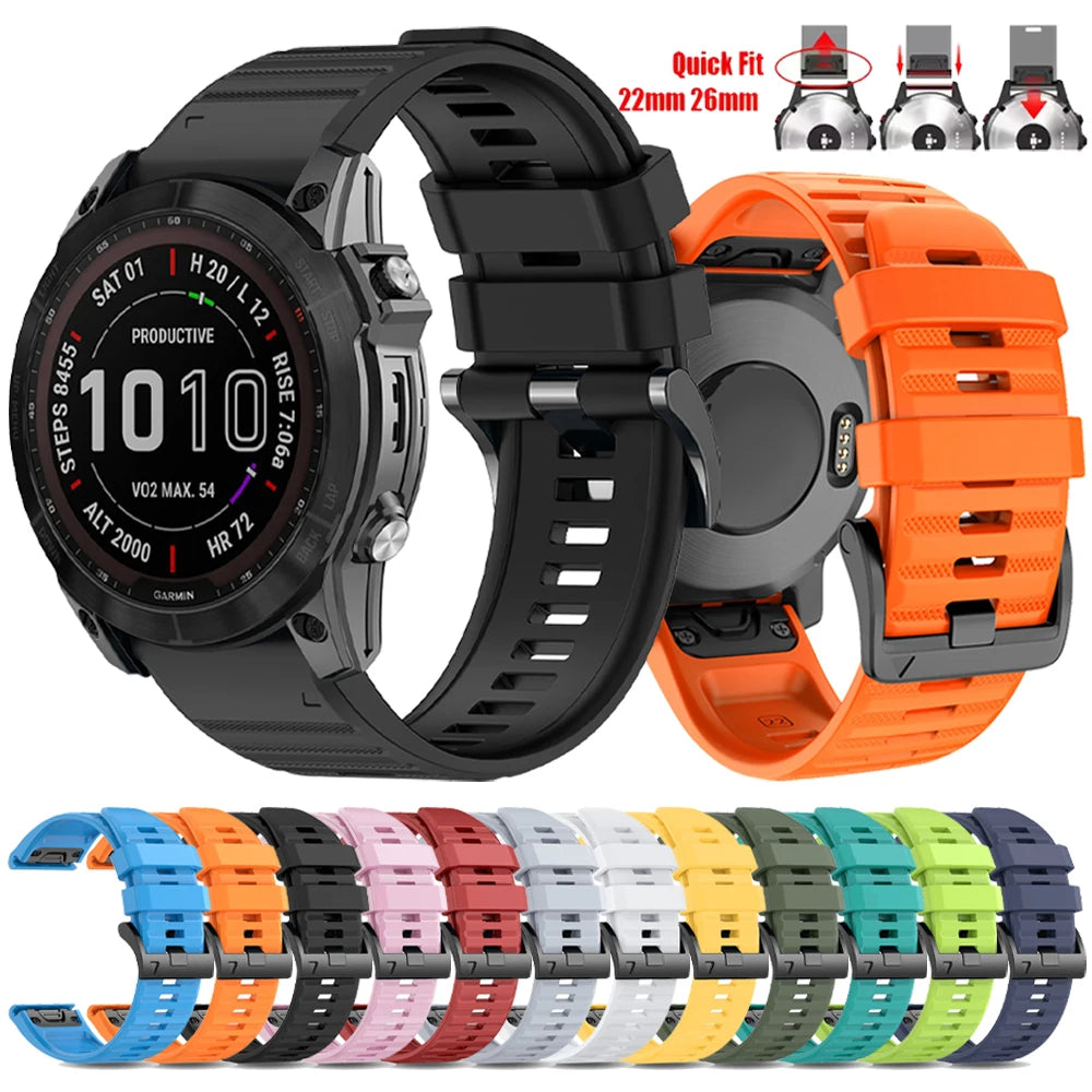 QuickFit Silicone Watch Band for Garmin Fenix 7 6 – 22mm & 26mm Silicone Watch Band Oasis Select