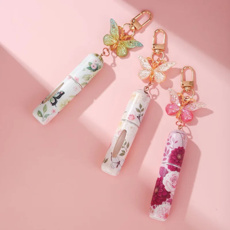 Butterfly Perfume Keychain Set, Refillable Travel Bottles 5ML Capacity, Leak-Proof Portable Scent Dispenser, Pack of 5 Oasis Select