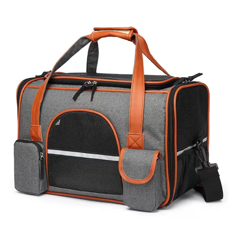 Cat Dog Carrier Airline Approved Soft Sided Pet Travel Bag, Car Seat Safe Carrie Oasis Select Deep Grey