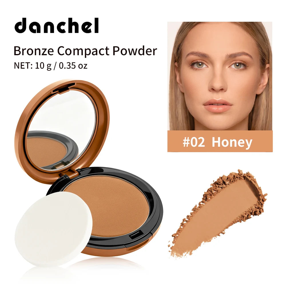 Bronze Compact Powder Long-Lasting Smooth Matte Bronze Finish Natural Brightening Conceal Flaw Even Skin Tone Powder With Mirror Oasis Select Honey