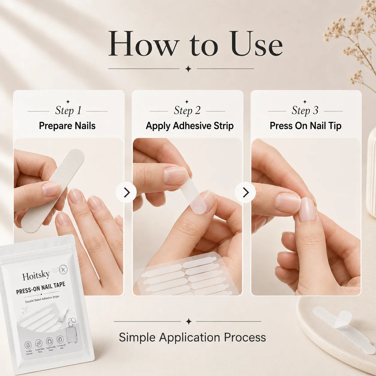 Super Sticky Waterproof Nail Adhesive Tabs Reusable Glue Stickers for Press-On Nails Portable Manicure Supplies Oasis Select