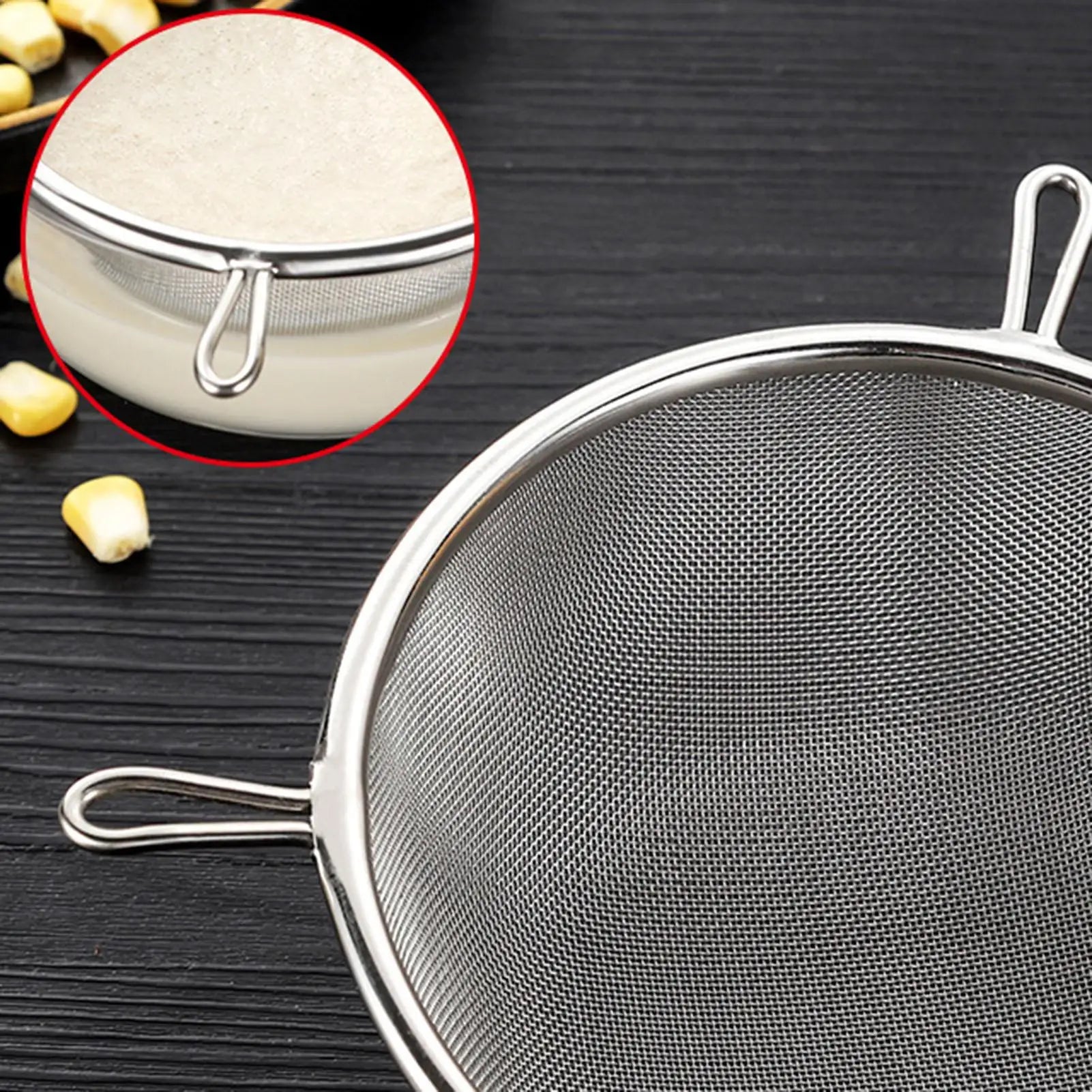Stainless Steel Kitchen Strainer Filter Screen Soybean Milk Filter Screen Cooking Spoon Screen Snack French Fries Kitchen Tools Oasis Select