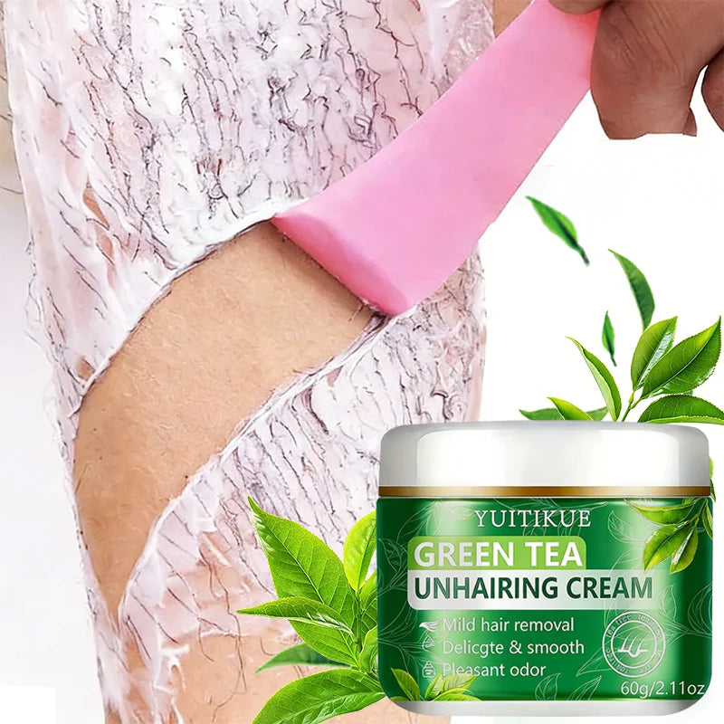 YUITIKUE Green Tea Depilatory Cream – Gentle Hair Removal 60g