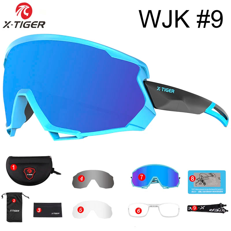 X-TIGER Bike Polarized Sports Sunglasses with 5 Interchangeable Lenses for Mens Womens Baseball Running Fishing Cycling Eyewear Oasis Select X-YJ-WJK09-3