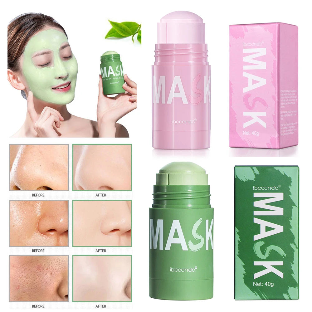 40g Face Clean Mask Green Tea/Rose Extract Cleansing Stick Deep Moisturizing Shrink Pores Blackhead Film Smear Oil Control Mask Oasis Select