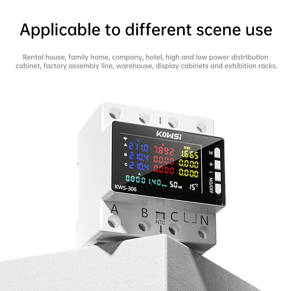 KWS-306 Digital Watt-Hour Meters Electricity Meter Smart Life Three-phase Four Wire Guide Rail Meter Energy Meter Power Meter AC Oasis Select