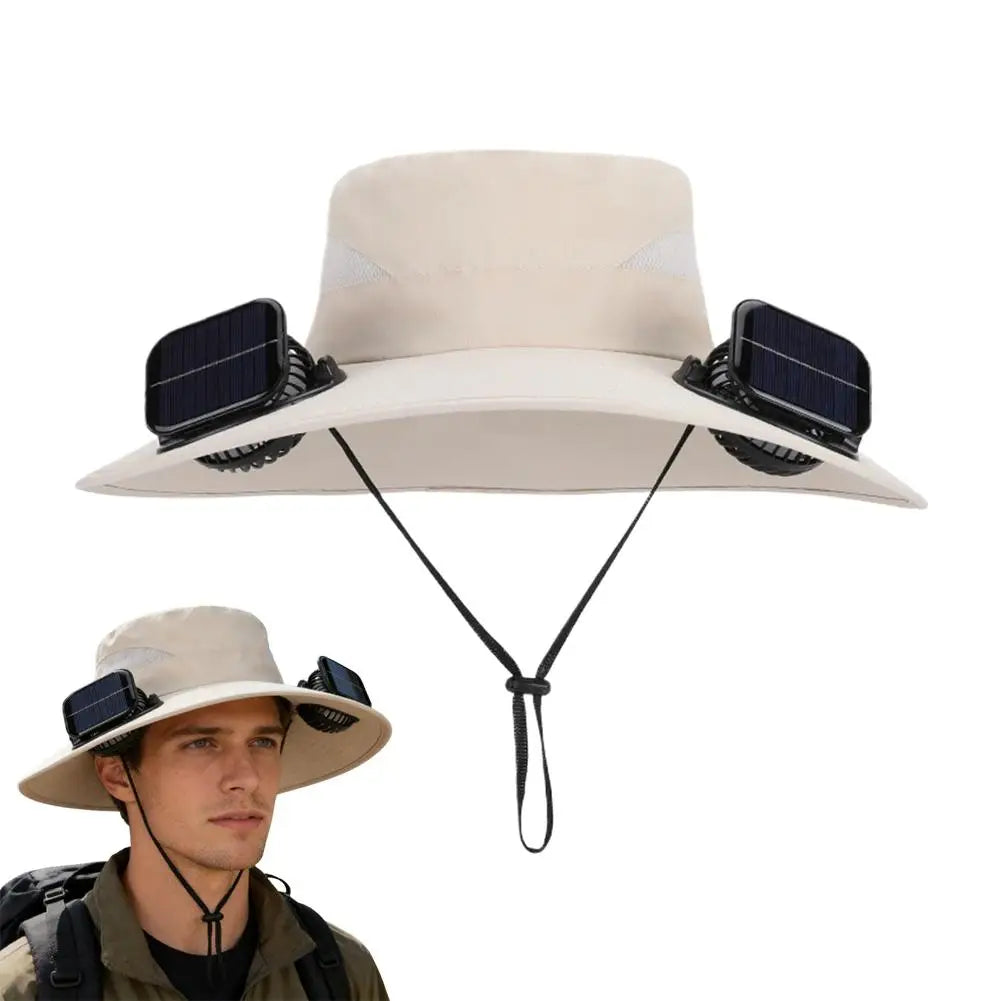 Solar Fan Hat – Wide Brim UV Protection & 3-Speed Cooling