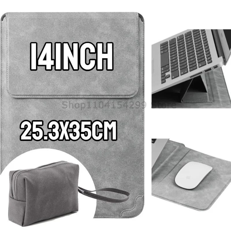 Built-in Stand Protective Laptop Protective Bag Tablet Cushion Foldable Bag Data Cable Storage Bag for Macbook Notebook Case