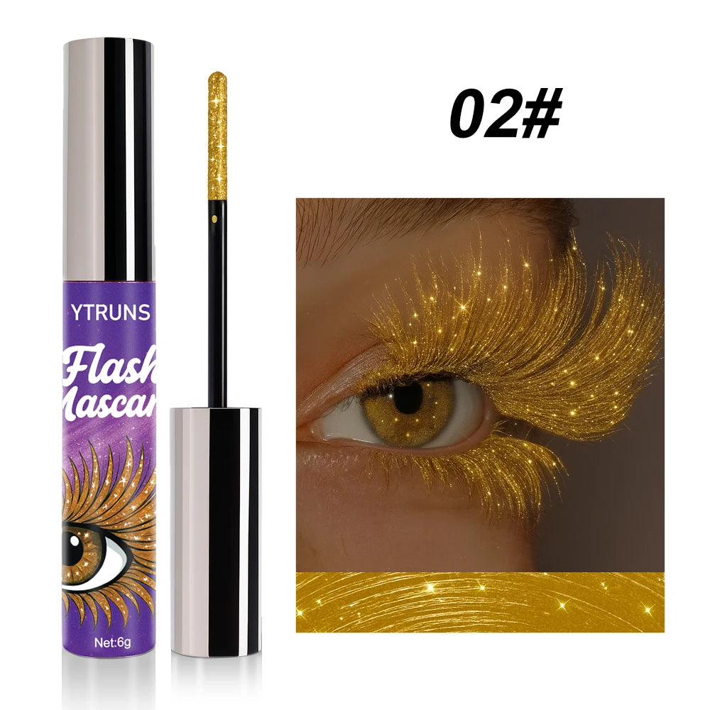 7 Color Shimmer Glitter Mascara – Waterproof Lengthening Formula