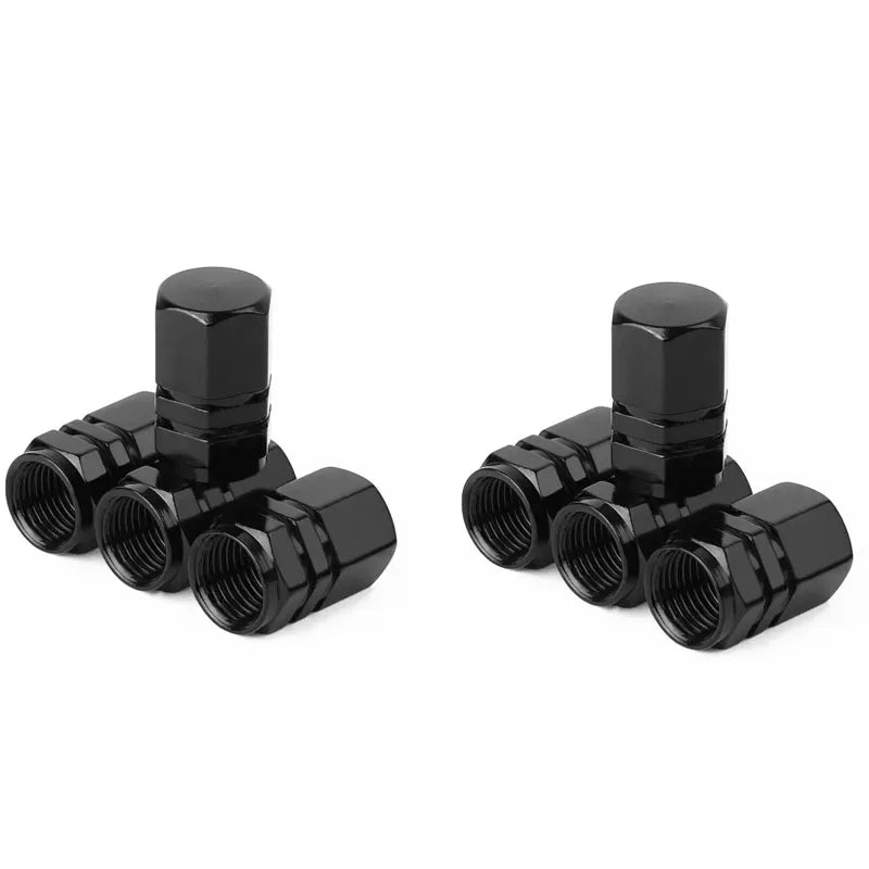4/8Pcs Universal Premium Aluminum Car Tyre Air Valve Caps Bicycle Tire Valve Cap Car Wheel Styling Red Black Blue Silver Gold Oasis Select black 8pcs