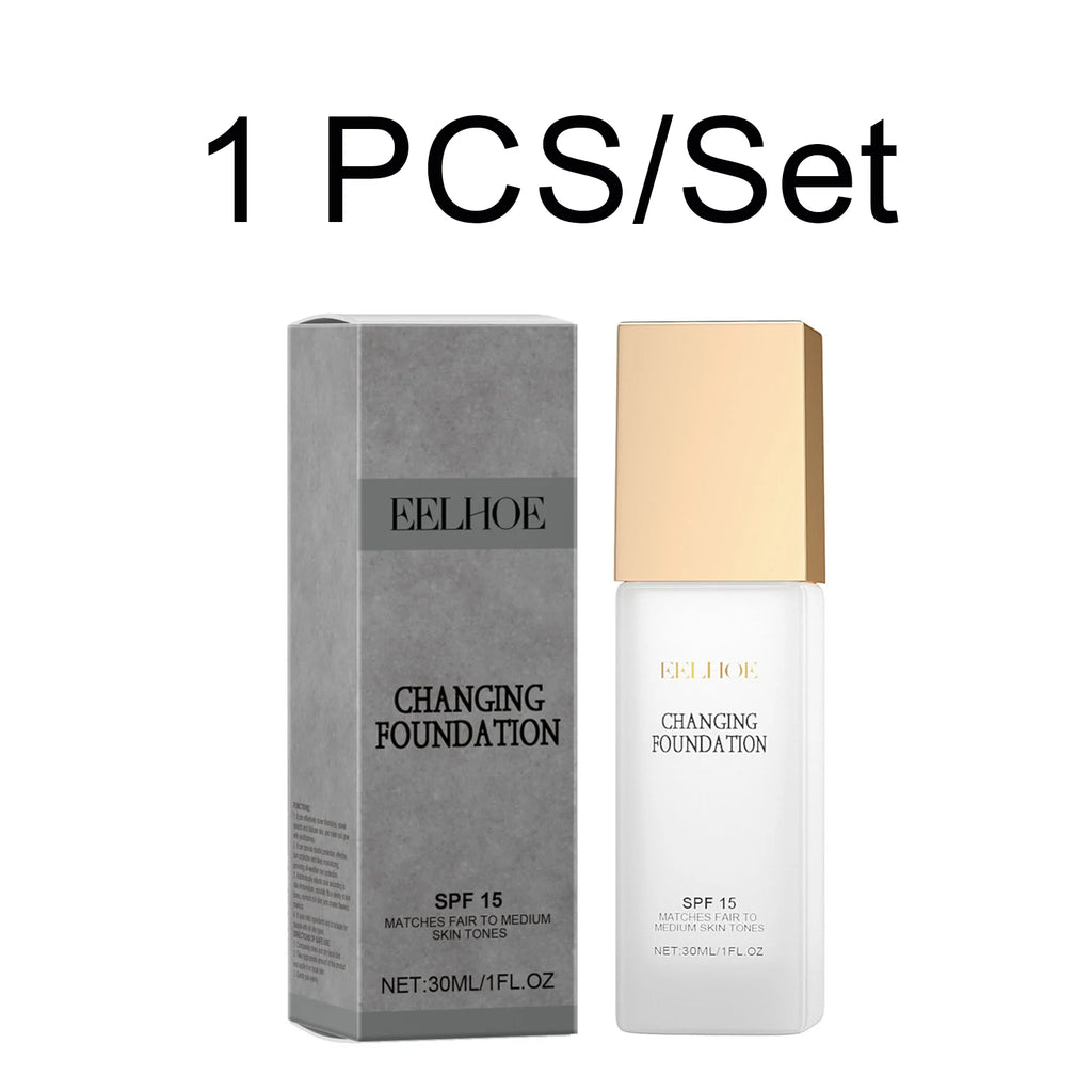 Changing Foundation SPF 15 Sunscreen Full Coverage Waterproof Brightening Oil Control Concealer Mature Skin Foundation 30ml Oasis Select 1 PCS