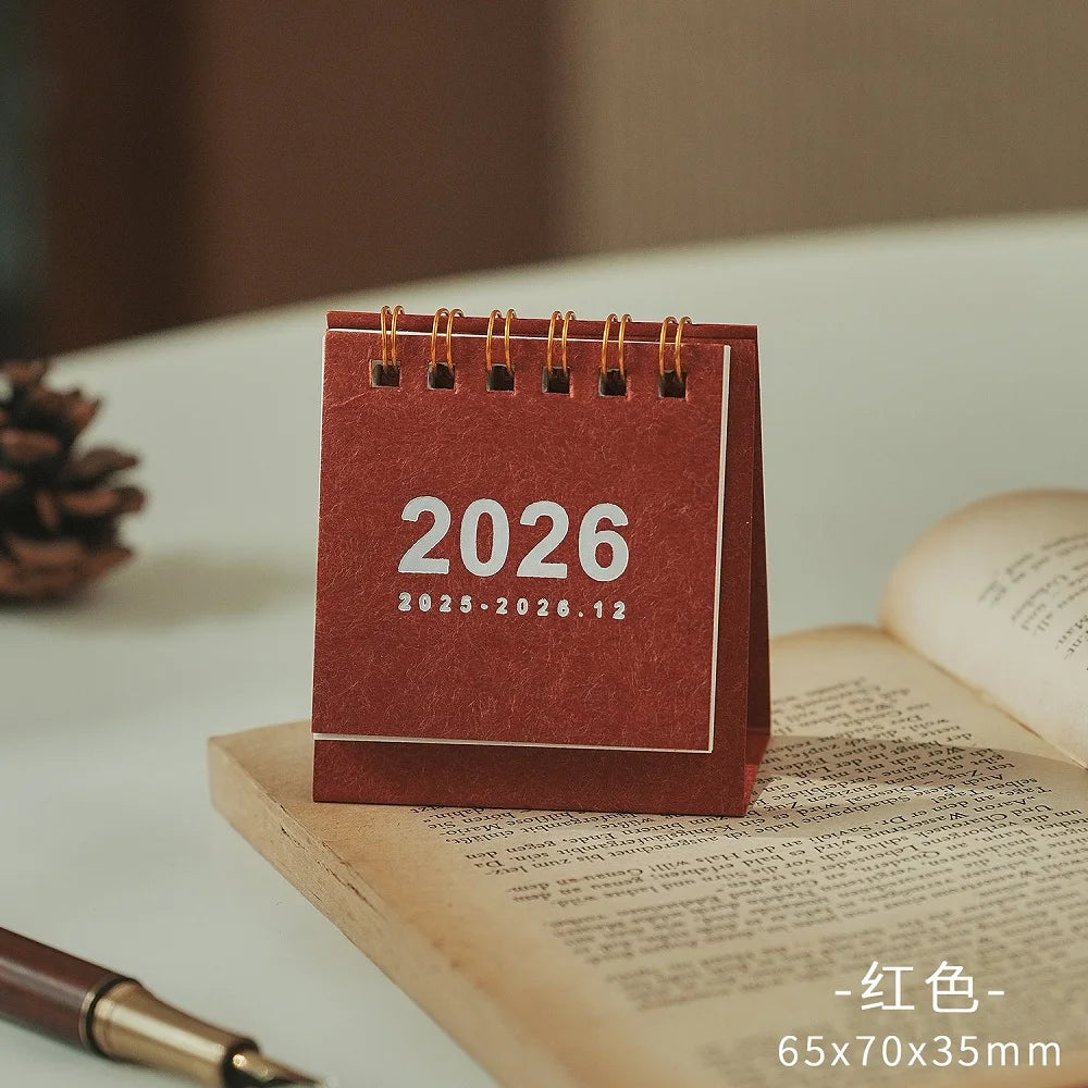 2026 Mini Desktop Calendar Creative Planning Desk Calendar for School, Dormitory, Room, Desktop Decoration, Office Stationery Oasis Select Red