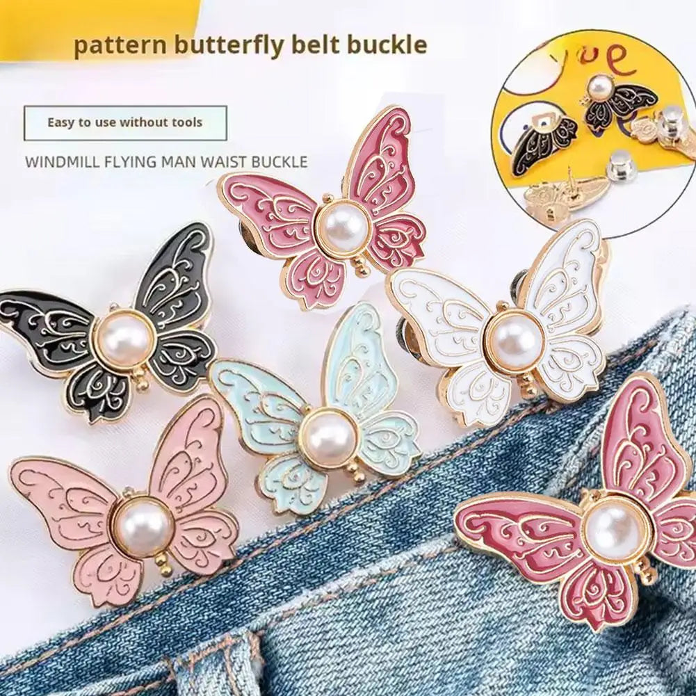 Butterfly Jean Button Pin – Adjustable No-Sew Waist Buckle