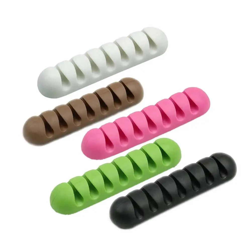 7 Holes USB Cable Organizer Cable Clamp Wire Winder Headphone Earphone Holder Cord Silicone Clip Phone Line Desktop Management Oasis Select