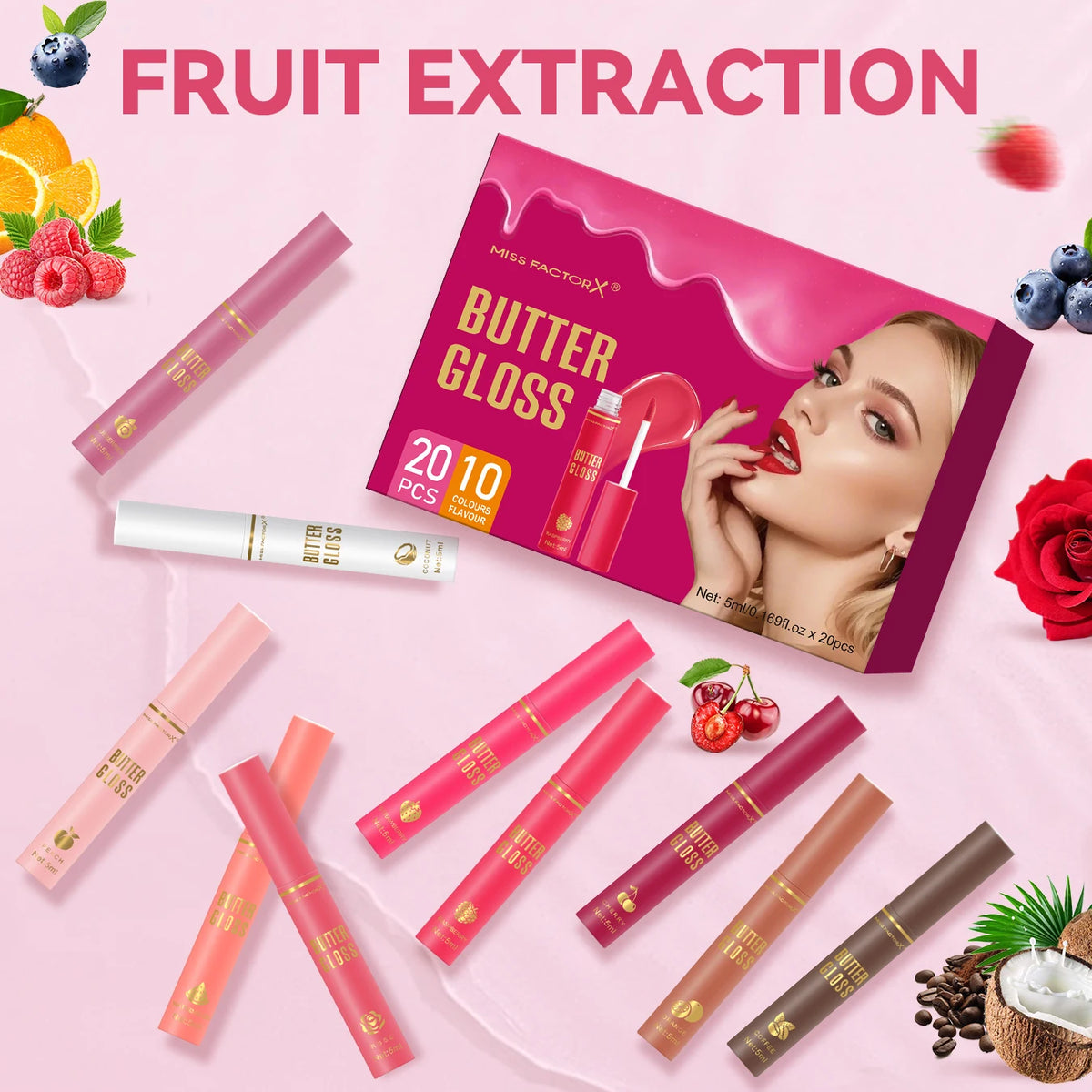 20PCS/Box 10 Flavors Colored Lip Oil - Durable, Moisturizing, Nourishing, Shining, Color Rendering, Crack Resistant Oasis Select
