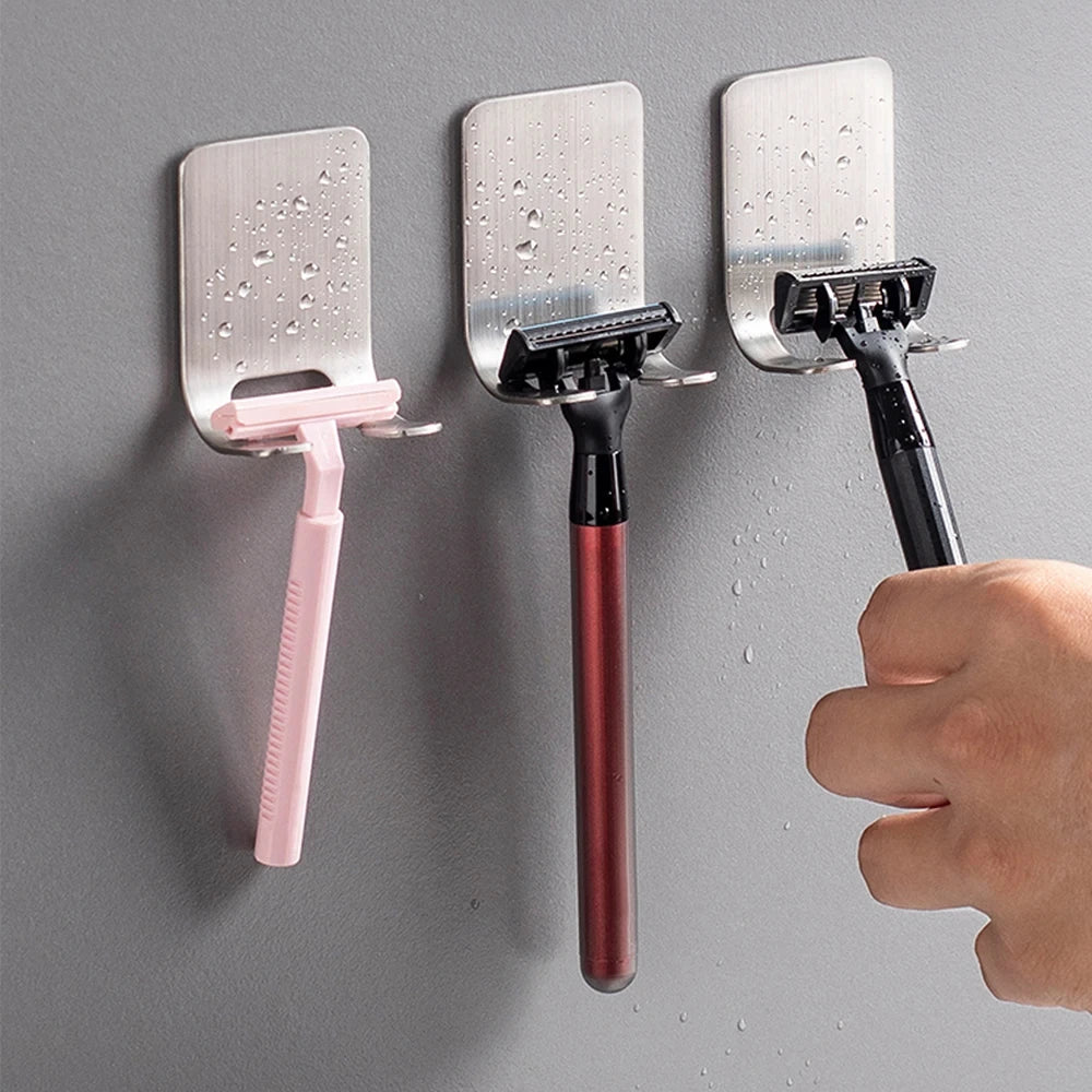 6/2pcs Razor Holder 304 Stainless Steel Men Shaving Shaver Razor Stand Shelf Shaving Razor Storage Rack Bathroom Hook Organizer Oasis Select