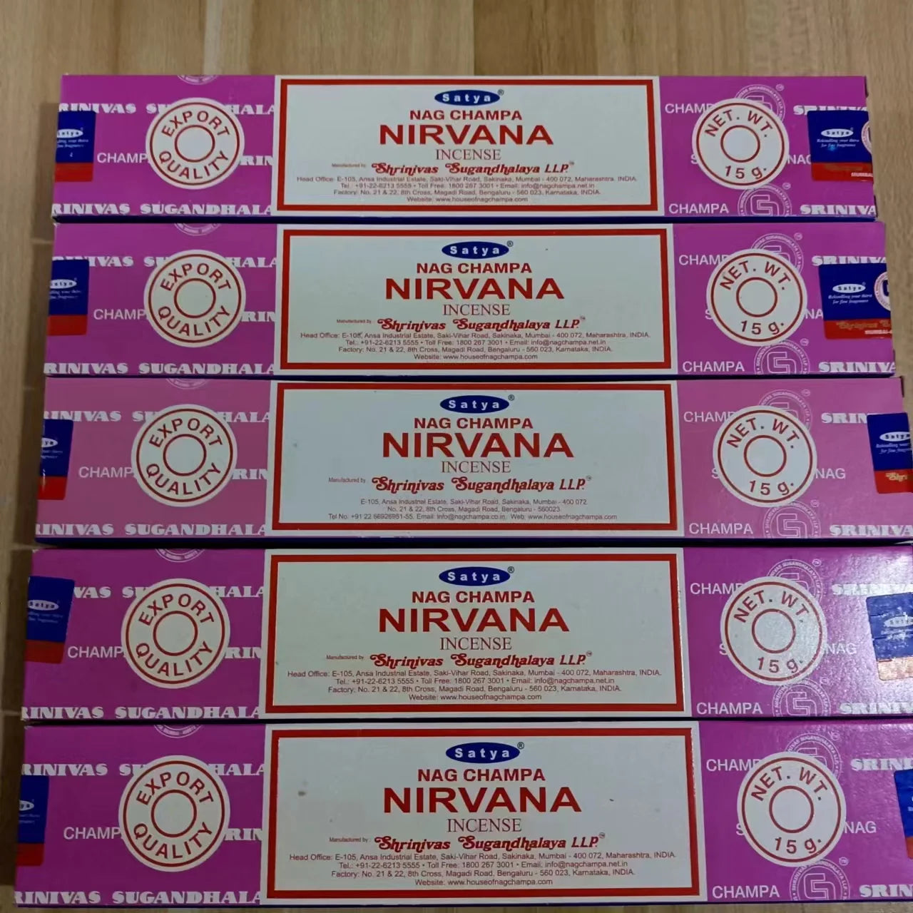 5BOX NAG Champa Incienso Satya Incense Collection Satya Handmade Sticks with Flavors Refreshing Medicinal Aromas Home Fragrances Oasis Select NIRVANA 5 small box