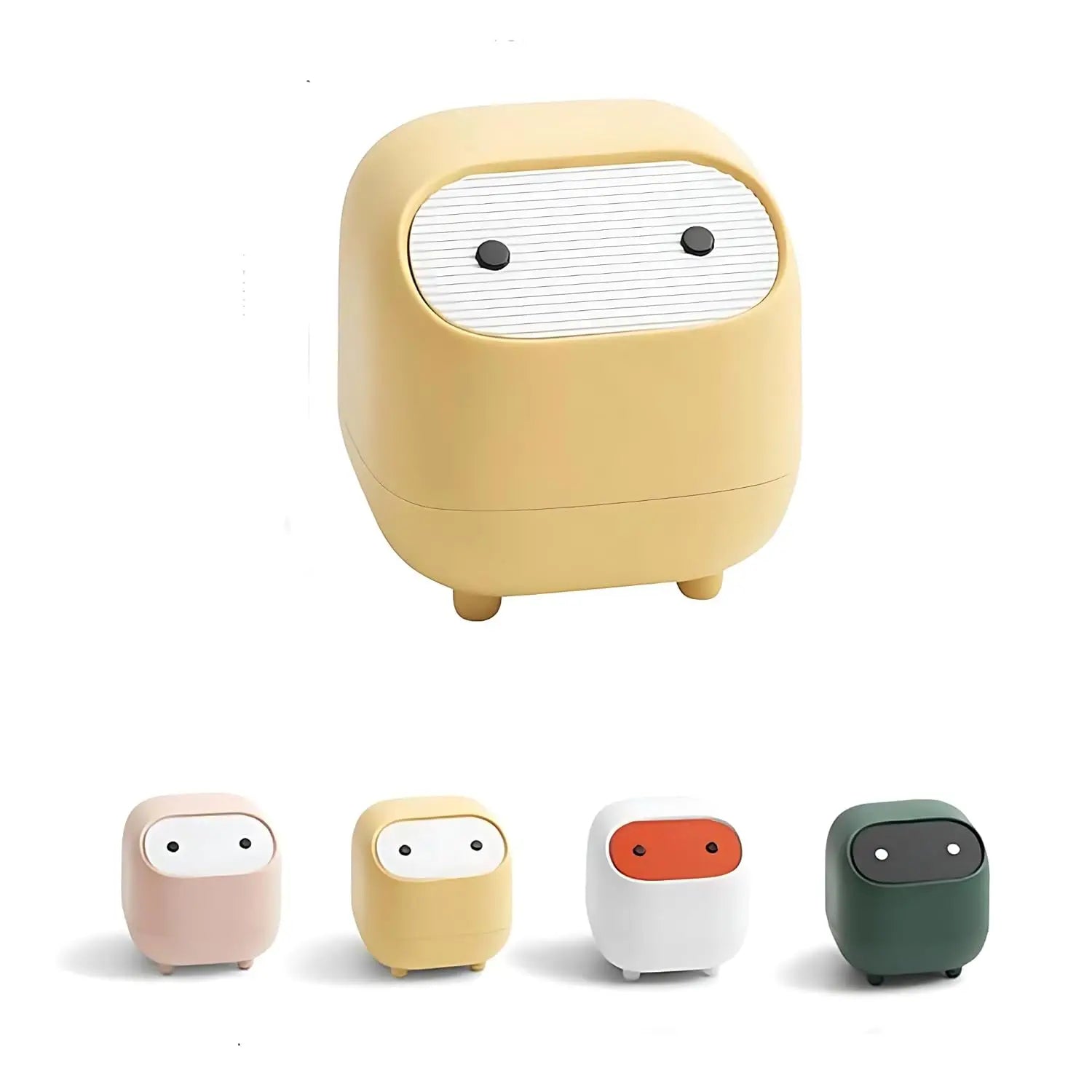 Cute Ninja Mini Desktop Trash Can with Lid | Small Plastic Bin