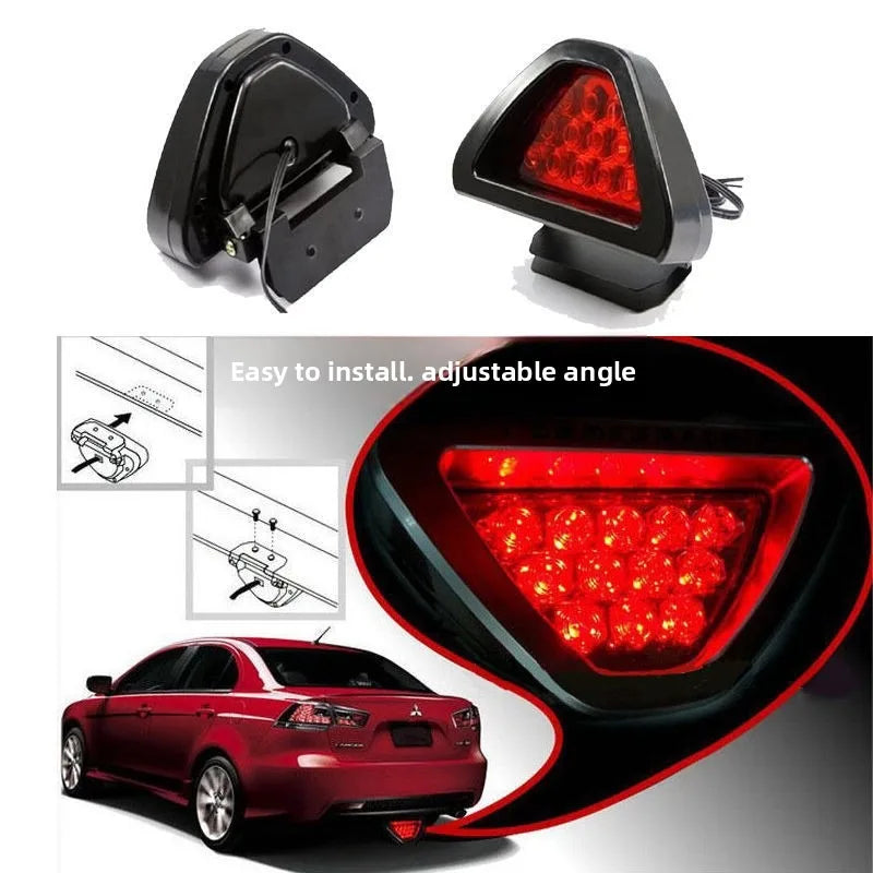 Universal 12V Car Brake Light LED F1 Triangle Tail Lamp Red Fog Light Flash Warning Bulb Motorcycle Signal Light Car Accessories Oasis Select