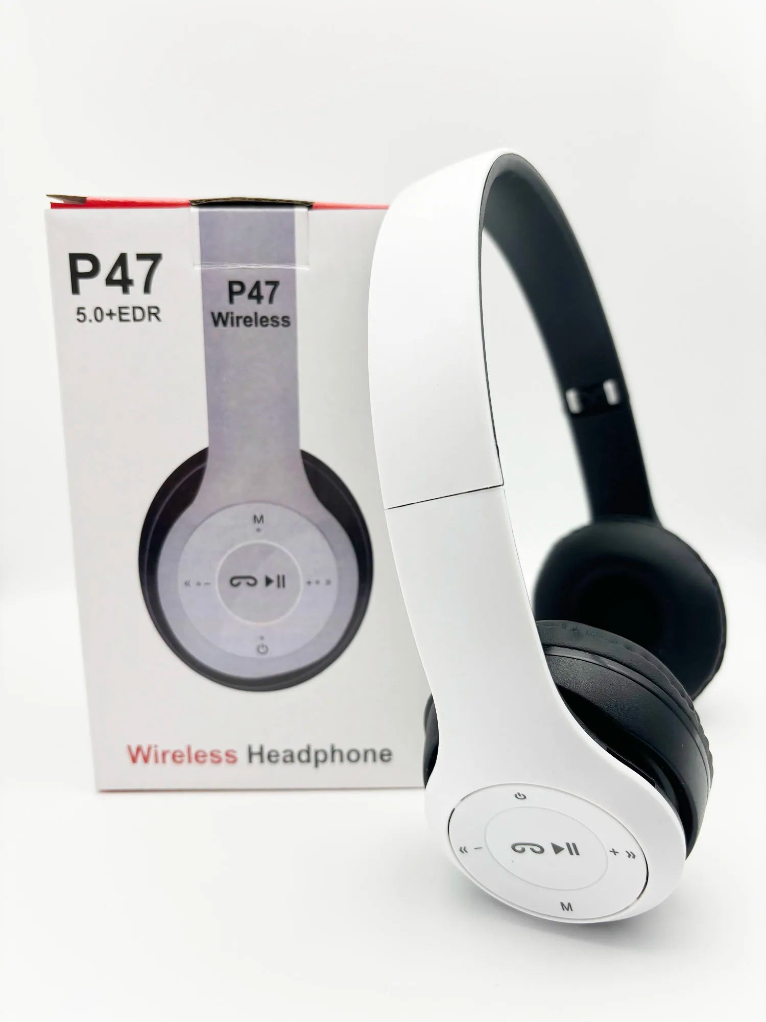 Stereo P47 Headset 5.0 Bluetooth Headset Folding Series Wireless Sports Game Headset for iPhone XiaoMi Oasis Select WHITE