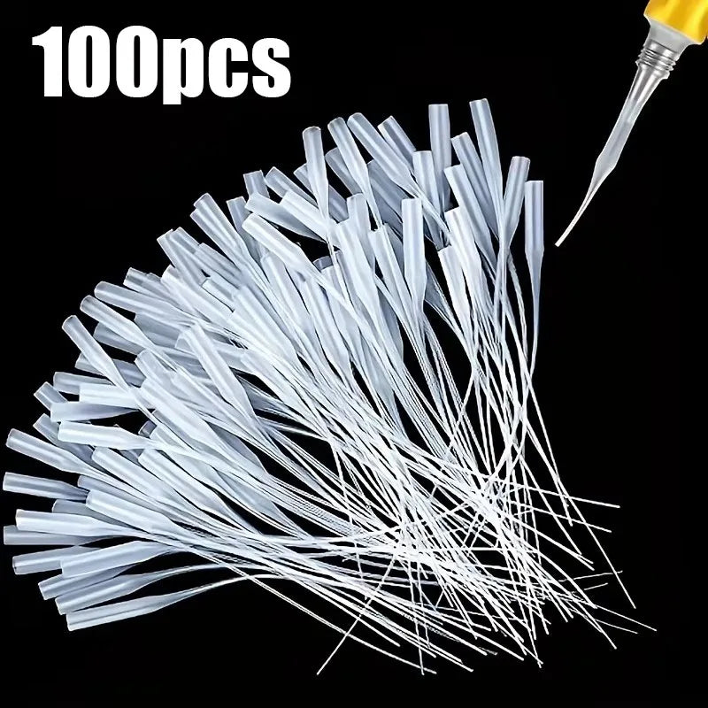 50/150/300pcs Adhesive Dispenser Accessories Fine Glue Nozzle Plastic Glue Bottle Head Glue Precision Tool Suitable For Making Oasis Select 100pcs