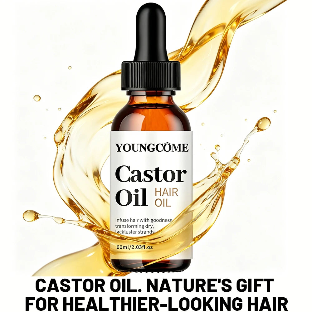 YOUNGCOME Castor Hair Oil Moisturizing Serum For Dry Damaged Hair Frizz Control Split Ends Care Shine Boosting Treatment Oasis Select