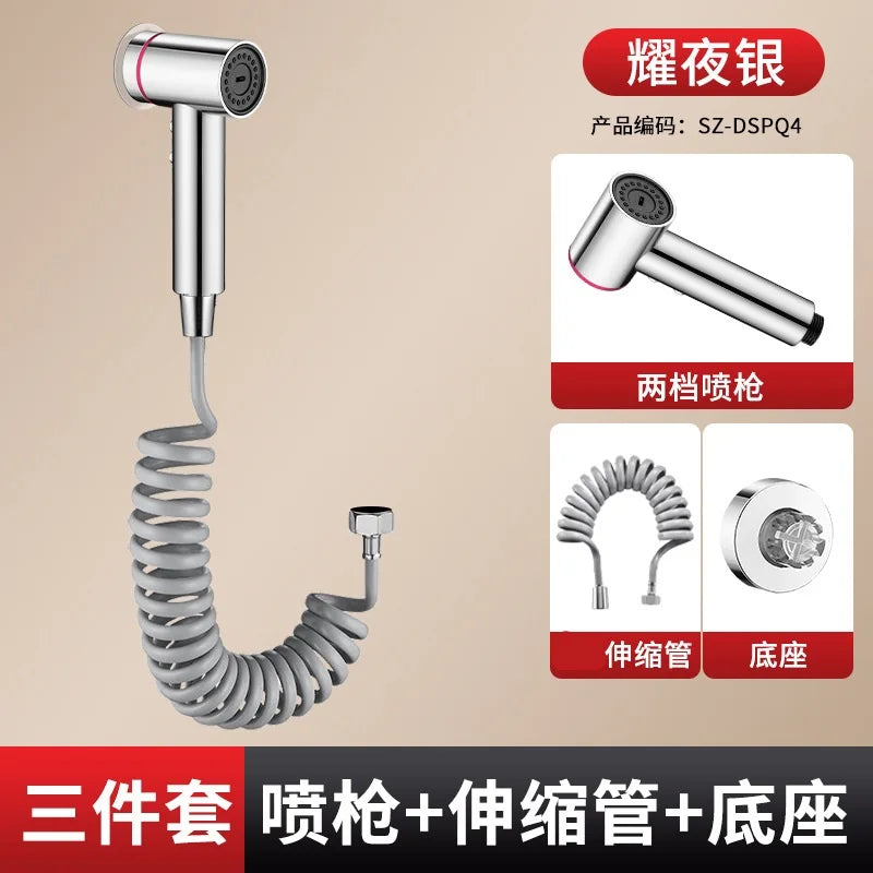Hygienic shower toilet bidet sprayer shower head double outlet angle valve wall-mounted double outlet bidet toilet accessories Oasis Select Silver 3 in 1