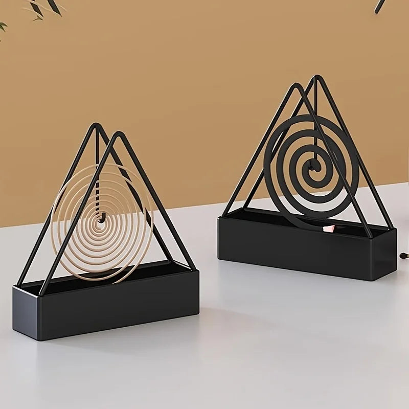2pcs Metal Hanging Mosquito Coil Holder -Triangular Ash Collector Stand,Indoor Outdoor Incense Burner,Easy Clean Sturdy Mosquito Oasis Select