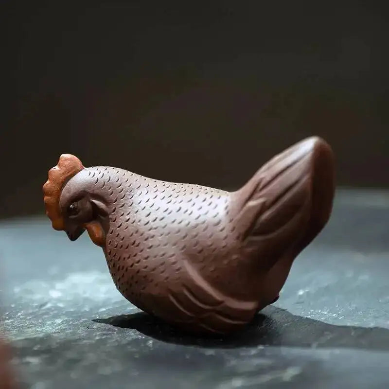 Yixing Zisha Tea Pet Zodiac Rooster Ornament Handmade Rooster Sculpture Tea Set Accessories Purple Clay Good Luck and Oasis Select Hen