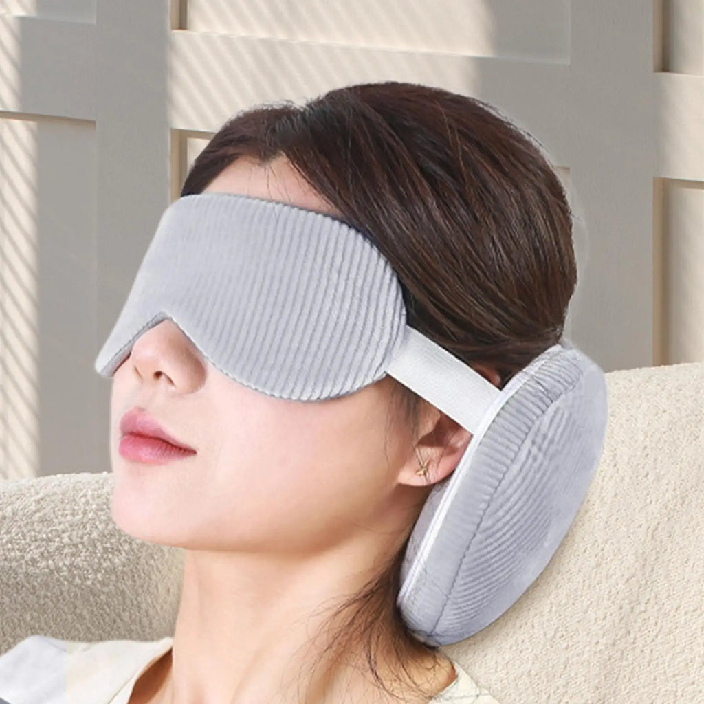 Travel Neck Pillow 2 in 1 Eye Mask Pillow Foldable Multifunctional Travel Pillow Light-blocking With Storage Hook Neck Pillows Oasis Select