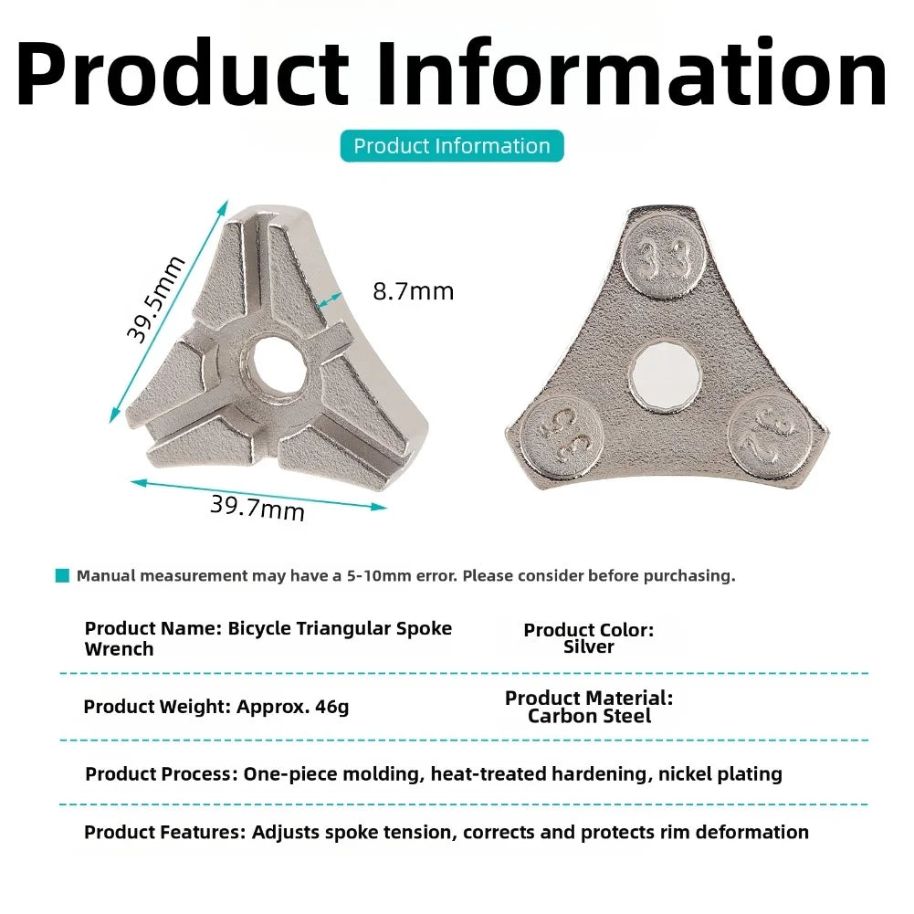 Triangle 6 Socket Spoke Wrench for Mountain Bike Repair Carbon Steel Tool for Spoke Adjustment and Bicycle Wheel Maintenance Oasis Select