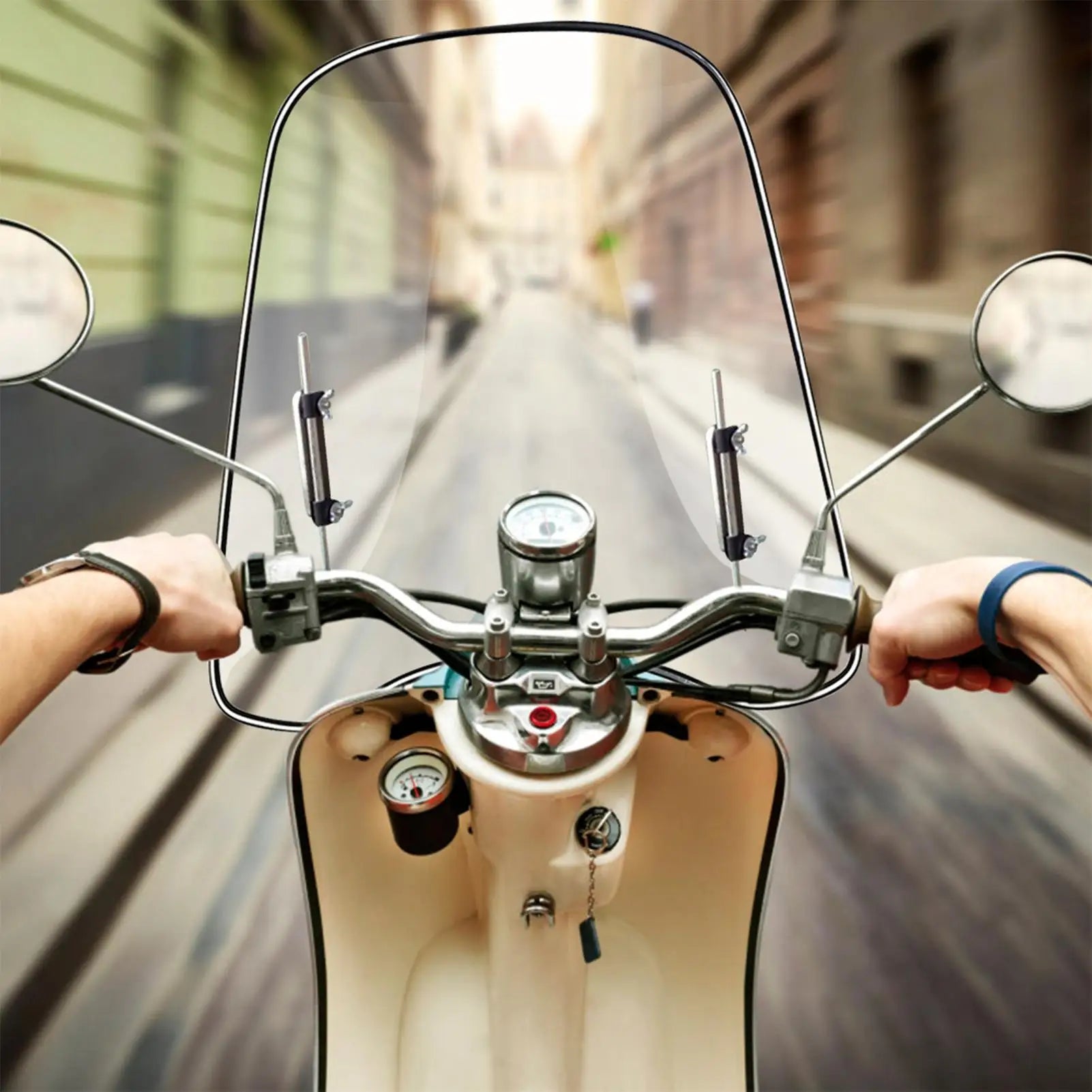 Motorcycle Windscreen Motorbike Scooter Transparent Curved Windshield Wind-Proof Sand-Proof Damper Motorcycle Accessories Oasis Select