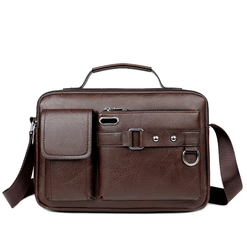Men's Retro Messenger Bag with Waterproof Design Large Capacity Laptop Briefcase for Office Work Travel and School Oasis Select